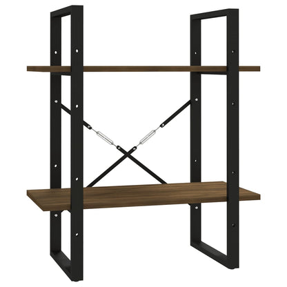 Bokhylle 2 etasjer brun eik 60x30x70 cm konstruert tre
