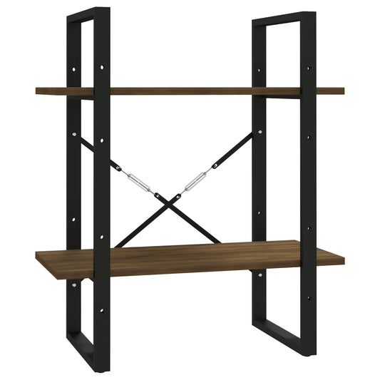Bokhylle 2 etasjer brun eik 60x30x70 cm konstruert tre