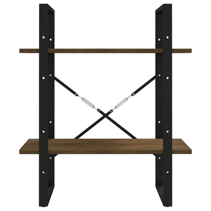 Bokhylle 2 etasjer brun eik 60x30x70 cm konstruert tre