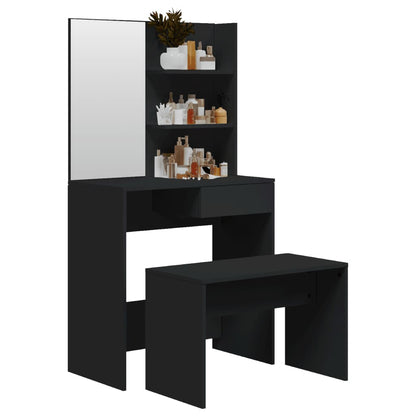 Sminkebordsett svart 74,5x40x141 cm