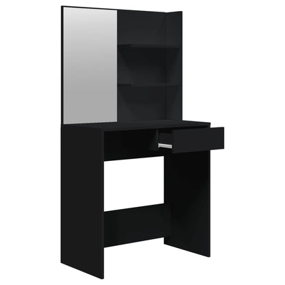 Sminkebordsett svart 74,5x40x141 cm