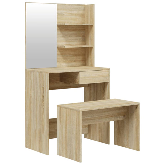 Sminkebordsett sonoma eik 74,5x40x141 cm