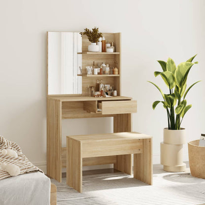 Sminkebordsett sonoma eik 74,5x40x141 cm
