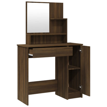Sminkebordsett brun eik86,5x35x136 cm