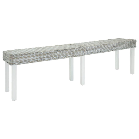 Benk hvit 160x35x45 cm naturlig kubu-rotting og heltre mahogni