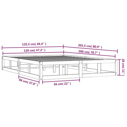 Sengeramme hvit 120x200 cm heltre