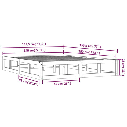 Sengeramme hvit 140x190 cm heltre