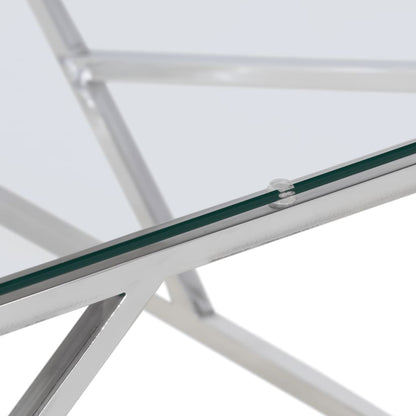 Salongbord sølv rustfritt stål og herdet glass