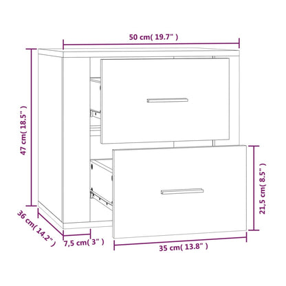 Veggmontert nattbord svart 50x36x47 cm