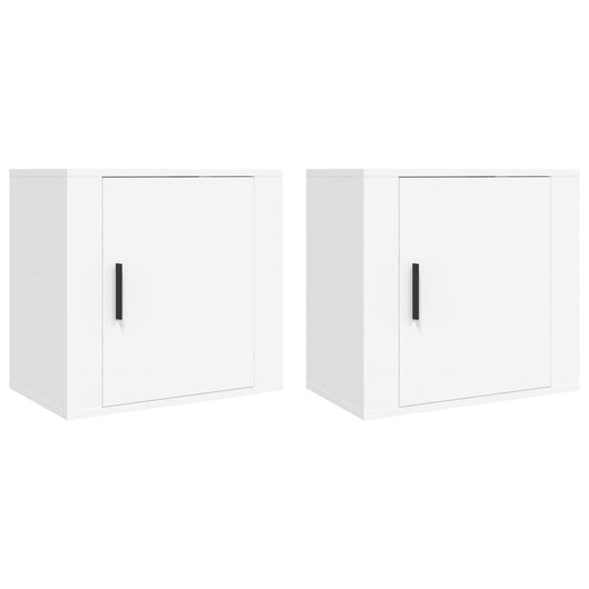 Veggmonterte nattbord 2 stk hvit 50x30x47 cm