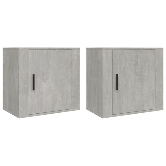 Veggmonterte nattbord 2 stk betonggrå 50x30x47 cm