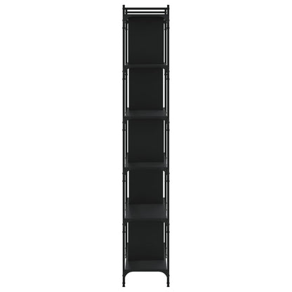 Bokhylle 6 etasjer svart 76x32x192 cm konstruert tre