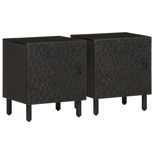 Nattbord 2 stk svart 40x33x46 cm heltre mango