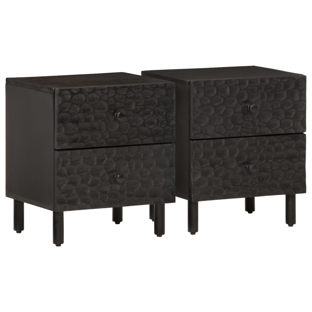 Nattbord 2 stk svart 40x33x46 cm heltre mango
