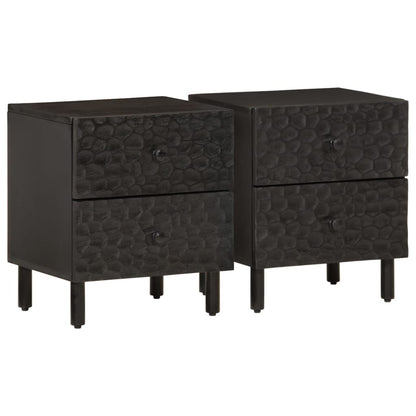 Nattbord 2 stk svart 40x33x46 cm heltre mango