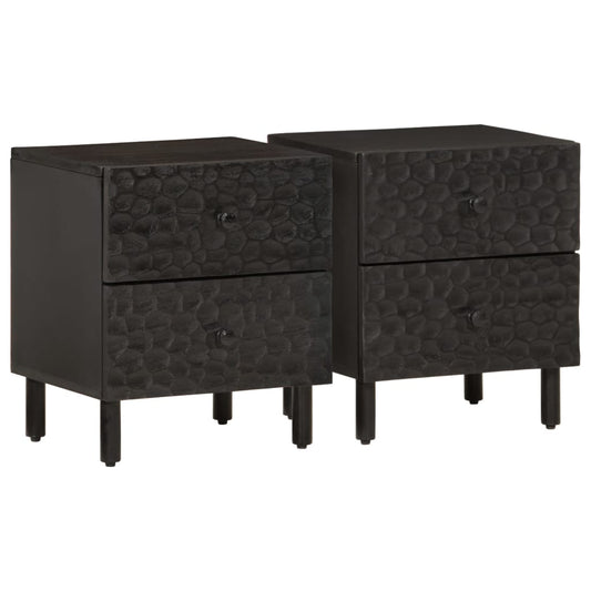 Nattbord 2 stk svart 40x33x46 cm heltre mango