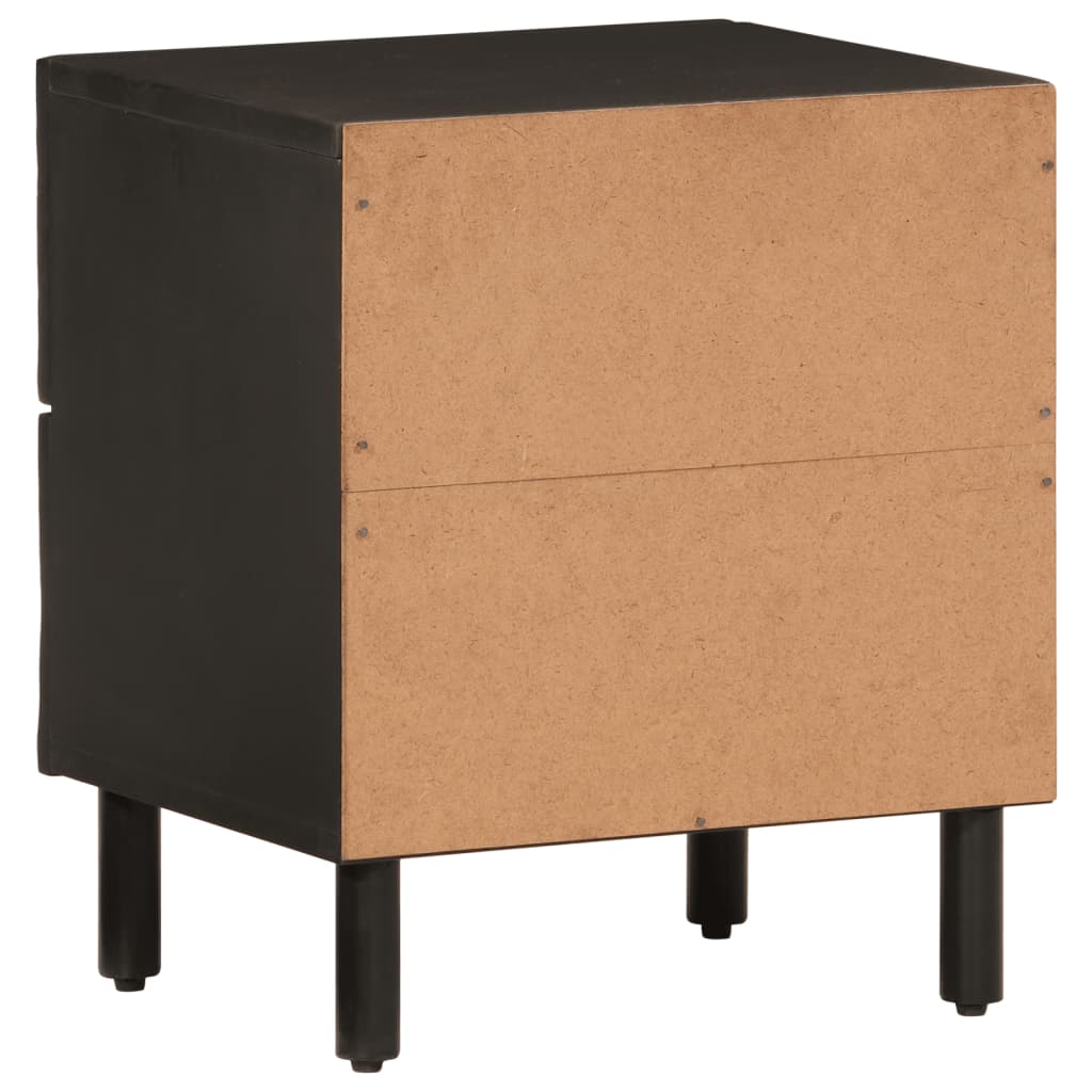 Nattbord 2 stk svart 40x33x46 cm heltre mango