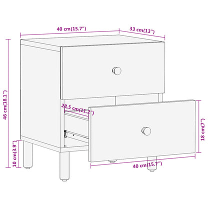 Nattbord 2 stk 40x33x46 cm heltre mango