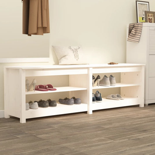 Skobenk hvit 160x36,5x50 cm heltre furu
