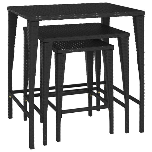 Stablebord 3 stk svart polyrotting