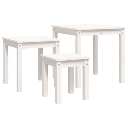 Stablebord 3 stk hvit heltre furu