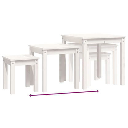 Stablebord 3 stk hvit heltre furu
