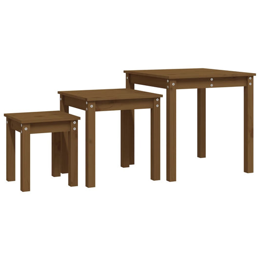 Stablebord 3 stk honningbrun heltre furu