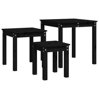 Stablebord 3 stk svart heltre furu
