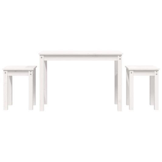 Stablebord 3 stk hvit heltre furu