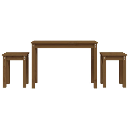 Stablebord 3 stk honningbrun heltre furu
