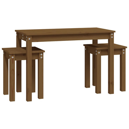 Stablebord 3 stk honningbrun heltre furu