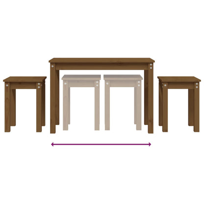 Stablebord 3 stk honningbrun heltre furu