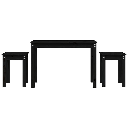 Stablebord 3 stk svart heltre furu