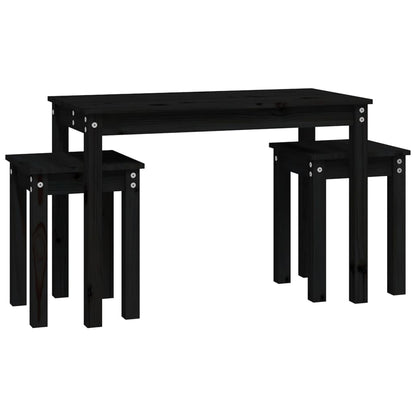 Stablebord 3 stk svart heltre furu