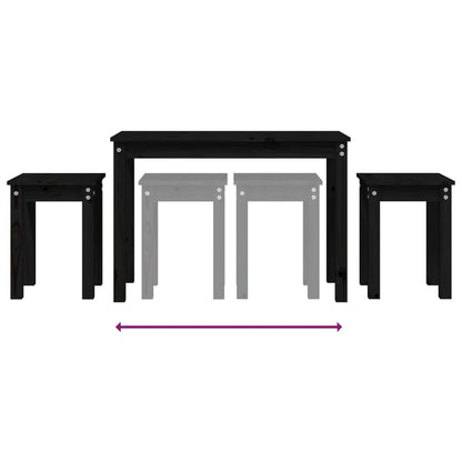 Stablebord 3 stk svart heltre furu