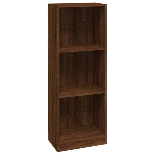 Bokhylle 3 etasjer brun eik 40x24x109 cm konstruert tre