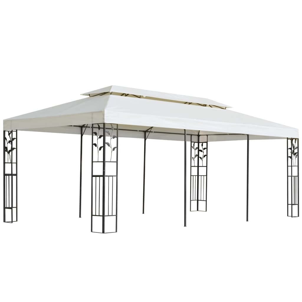 Paviljong med dobbelt tak hvit 6x3 m stål