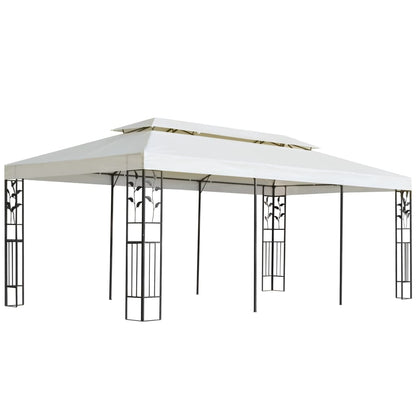 Paviljong med dobbelt tak hvit 6x3 m stål