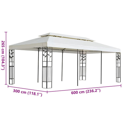 Paviljong med dobbelt tak hvit 6x3 m stål