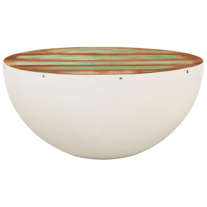 Bolleformet salongbord hvit Ø50x24 cm gjenvunnet heltre