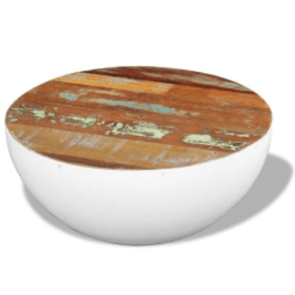 Bolleformet salongbord hvit Ø50x24 cm gjenvunnet heltre