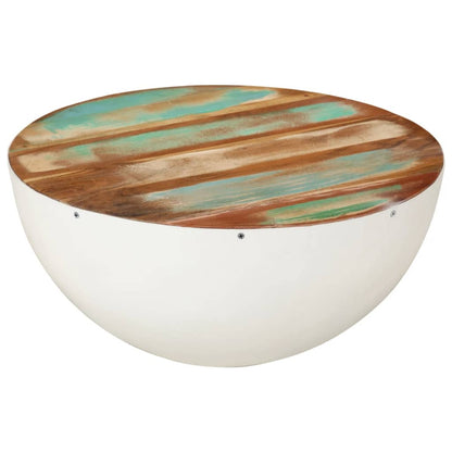 Bolleformet salongbord hvit Ø50x24 cm gjenvunnet heltre