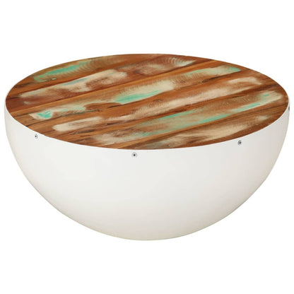 Bolleformet salongbord hvit Ø50x24 cm gjenvunnet heltre