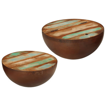 Bolleformede salongbord 2 stk gjenvunnet heltre