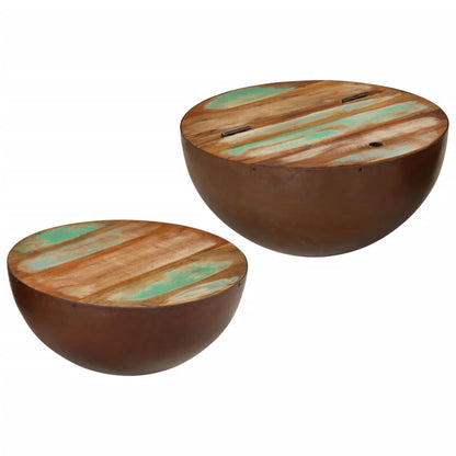 Bolleformede salongbord 2 stk gjenvunnet heltre