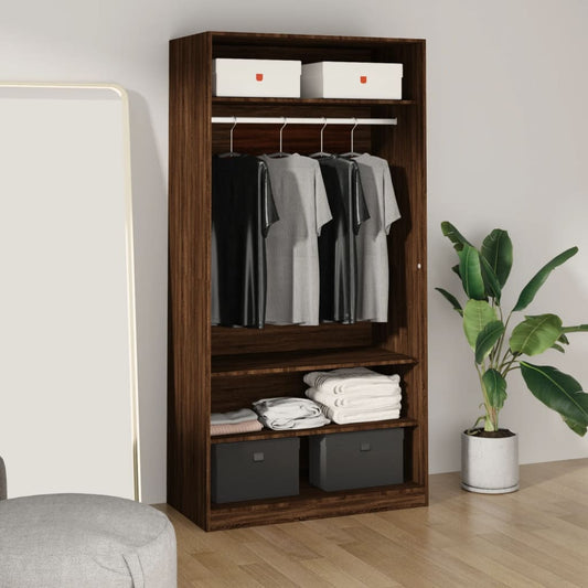 Garderobe brun eik 100x50x200 cm konstruert tre