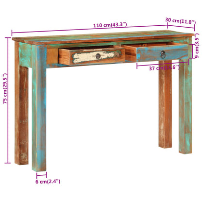 Konsollbord 110x30x75 cm gjenvunnet heltre