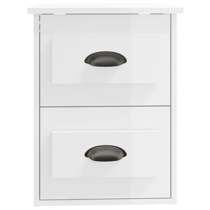 Veggmonterte nattbord 2 stk høyglans hvit 41,5x36x53 cm