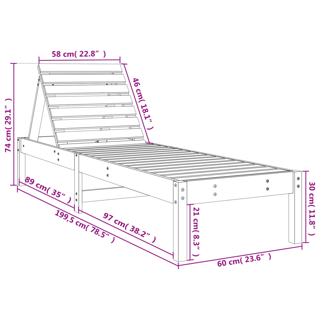 Solseng honningbrun 199,5x60x74 cm heltre furu