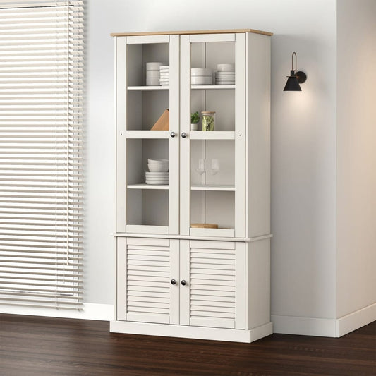 Vitrine VIGO hvit 85x35x170 cm heltre furu